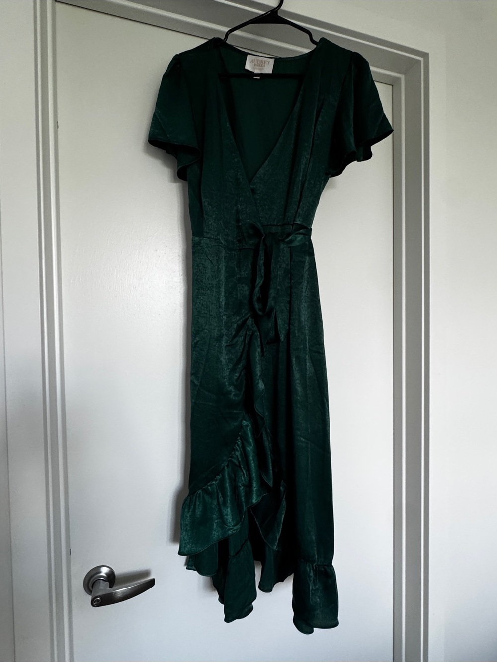 Francesca's Collections Deep Green Wrap Midi Dress
